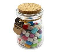 Mczcent 50Pcs Capsule Lettres Message dans Bouteille, Capsules de Lettres D'amour Happy Pills Capsules Papier Bouteille Message Lettres Déclaration D'amour pour Amoureux Romantique Homme Femme