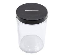 Mczcent Tirelire Transparente, Tirelires en Verre avec Couvercle Noir à Fente pour Toutes Pièces en Euros, Dégager Tire-Lire Piggy Coin Bank Jar Box pour Enfants Adolescents Adultes Garçons Filles