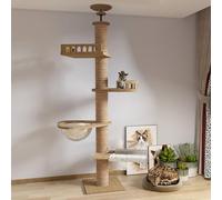 Md Arbre à chat tendeur de plafond, capsule spatiale, hamac pour chat, entièrement enveloppé de corde en sisal, largeur de 11 cm, arbre à chat haut (240 ~ 250 cm, 265-275 cm T04)