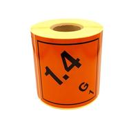 MD Labels 500 étiquettes de produits dangereux classe 1.4 G 1 - ADR autocollants département 1.4 G matériaux et objets dont seul un faible risque d'explosion est