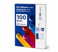 MD Labels Étiquettes adhésives universelles DIN A4 210 x 297 mm, 100 étiquettes - Imprimables - Blanc 100 feuilles
