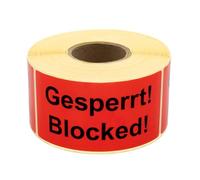 MD Labels Étiquettes d'avertissement sur rouleau de 100x50 mm - 500 verrouillées. Bloquées.,Bloquées.,Pose do not use blades to open!,Instructions d'expédition,Étiquettes adhésives