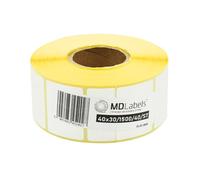 MD Labels Étiquettes thermiques blanches sur rouleau 40 x 30 mm 1500 pièces Adhésif permanent, pour codes-barres, étiquettes adhésives blanches pour étiquetage