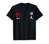 MDAM Homme T-Shirt Kung Fu Noir T-Shirt Casual Uni Dos nu Manche courte Col Rond Small