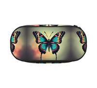 MDATT 2 grandes trousses à crayons avec fermeture éclair - Motif papillon coloré dessiné à la main - Pour adultes, Noir , Taille unique, Organiseur de sac