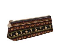 MDATT Bear Trousse multifonction en cuir avec grand espace de rangement Motif triangulaire classique, blanc, Taille unique, Trousse de maquillage