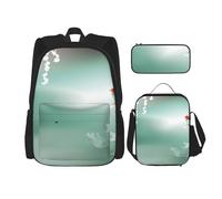 MDATT Beau sac à dos poisson avec boîte à déjeuner, sac à dos dessin animé, cartable cartable, sac à dos pour trois, Noir , Taille unique, Ensemble cartable