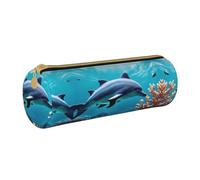 MDATT Belle trousse à crayons et stylos avec motif dauphins du monde sous-marin - Multifonction - Pour étudiants du lycée, blanc, Taille unique, Organiseur de sac