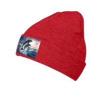 MDATT Bonnet dauphin pour homme et femme - Bonnet d'hiver doux et chaud - Unisexe - Bonnet tricoté, Rouge, Taille unique