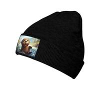 MDATT Bonnet en tricot doux et chaud pour homme et femme Motif loutre mignon, Noir , Taille unique