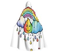 MDATT Cape à capuche pour homme, robe d'Halloween pour femme, costume de carnaval pour adulte, déguisement, cosplay, nuages arc-en-ciel, gouttes de pluie