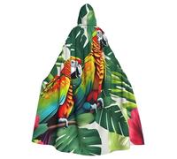 MDATT Cape à capuche pour homme, robe d'Halloween pour femme, costume de carnaval pour adulte, déguisement, cosplay, fleur tropicale, feuilles, perroquet