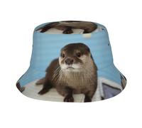 MDATT Chapeau bob unisexe avec imprimé loutre, protection solaire d'été pour la plage, le golf, le camping en plein air, Noir , Taille unique