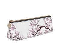 MDATT Cherry Blossoms Tree Trousse multifonction en cuir avec grand espace de rangement Motif triangulaire classique, blanc, Taille unique, Trousse de maquillage