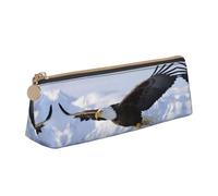 MDATT Flying Eagle Trousse multifonction en cuir avec grand espace de rangement Motif triangulaire classique, blanc, Taille unique, Trousse de maquillage