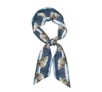 MDATT Foulards en soie ours polaire pour femme - Écharpe légère imprimée pour printemps et automne - Cadeau pour femme, Noir , taille unique