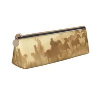 MDATT Galop Trousse multifonction en cuir avec grand espace de rangement Motif triangulaire classique, blanc, Taille unique, Trousse de maquillage