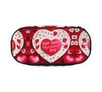 MDATT Grande trousse à crayons « Happy Valentine's Day » - Souple - Avec fermeture éclair - Portable - Pour adultes, Noir , Taille unique, Organiseur de sac