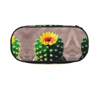 MDATT Grande trousse à crayons souple avec fermeture éclair - Motif cactus en fleurs - Pour adultes, Noir , Taille unique, Organiseur de sac
