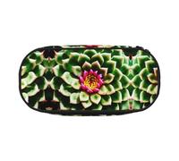MDATT Grande trousse à crayons souple avec fermeture éclair pour adultes et fleurs de cactus en fleurs, Noir , Taille unique, Organiseur de sac