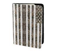 MDATT Interstellar Portefeuille de passeport de voyage en cuir de vache avec motif drapeau américain pour homme et femme, Noir , Taille unique