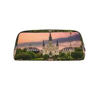 MDATT Jackson Trousse à crayons carrée en cuir avec fermeture éclair pour stylos, crayons, marqueurs, doré, Taille unique, Trousse de maquillage