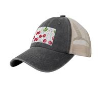 MDATT Jolie casquette d'été avec imprimé cerises - Casquette de baseball classique vintage pour homme et femme - Avec boucle réglable, Noir , Taille unique