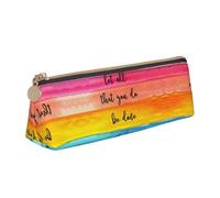 MDATT Let All You Do Be Done with Love Trousse multifonction en cuir avec grand espace de rangement Motif triangulaire classique, blanc, Taille unique, Trousse de maquillage