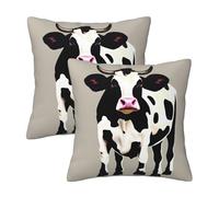 MDATT Lot de 2 housses de coussin carrées motif vache à pois noirs pour canapé, lit, banc, chaise, 45,7 x 45,7 cm