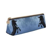 MDATT Moon Horse Trousse multifonction en cuir avec grand espace de rangement Motif triangulaire classique, blanc, Taille unique, Trousse de maquillage