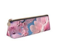 MDATT Pink Cherry Blossoms Trousse multifonction en cuir avec grand espace de rangement Motif triangulaire classique, blanc, Taille unique, Trousse de maquillage