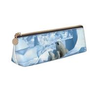 MDATT Polar Bear Trousse multifonction en cuir avec grand espace de rangement Motif triangulaire classique, blanc, Taille unique, Trousse de maquillage