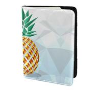 MDATT Portefeuille de passeport de voyage en cuir de vache avec imprimé géométrique ananas pour homme et femme, Noir , Taille unique