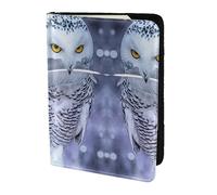 MDATT Portefeuille de passeport de voyage en cuir de vache imprimé hibou arctique pour homme et femme, Noir , Taille unique