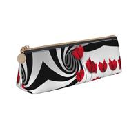 MDATT Red Flower Vortex Spiral Trousse multifonction en cuir avec grand espace de rangement Motif triangulaire classique, blanc, Taille unique, Trousse de maquillage
