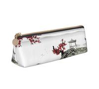 MDATT River Scenery Cherry Blossoms Trousse multifonction en cuir avec grand espace de rangement Design triangulaire classique, blanc, Taille unique, Trousse de maquillage