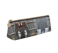 MDATT Rural House Trousse multifonction en cuir avec grand espace de rangement Motif triangulaire classique, blanc, Taille unique, Trousse de maquillage