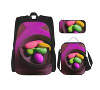 MDATT Sacs à dos de méditation de yoga avec boîte à déjeuner, trousse à crayons, sac de voyage en toile pour étudiant primaire, Noir , Taille unique, Ensemble cartable