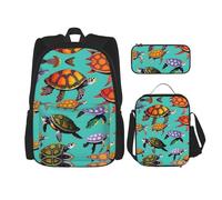 MDATT Sacs à dos d'étude avec boîte à déjeuner, trousse à crayons, sac de voyage en toile pour élève élémentaire, Noir , Taille unique, Ensemble cartable