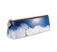 MDATT Ski Lift at Sunshine Trousse multifonction en cuir avec grand espace de rangement Motif triangulaire classique, blanc, Taille unique, Trousse de maquillage
