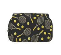 MDATT Trousse à crayons amusante avec raquettes de tennis et balles de tennis pour adultes, étui de transport durable, Noir , Taille unique, Organiseur de sac