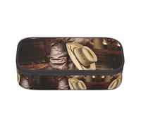 MDATT Trousse à crayons avec chapeau de cowboy noir et bottes occidentales avec compartiments multiples pour l'école, le bureau, Noir , Taille unique, Organiseur de sac