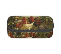 MDATT Trousse à crayons avec compartiments multiples pour l'école et le bureau Motif poules et la ferme, Noir , Taille unique, Organiseur de sac