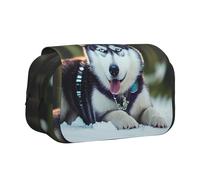 MDATT Trousse à crayons avec impression chien Husky pour adultes, étui de transport durable, Noir , Taille unique, Organiseur de sac