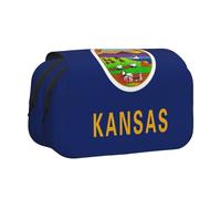 MDATT Trousse à crayons avec impression drapeau de l'État du Kansas pour adultes, étui de transport durable, Noir , Taille unique, Organiseur de sac