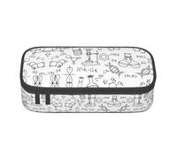 MDATT Trousse à crayons avec imprimé chimie, pochette à crayons multi-compartiments, jolie trousse portable, trousse à stylos pour l'école et le bureau, Noir , Taille unique, Organiseur de sac