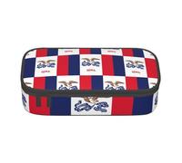 MDATT Trousse à crayons avec motif drapeau de l'Iowa State - Avec plusieurs fentes - Jolie trousse portable pour l'école et le bureau, Noir , Taille unique, Organiseur de sac
