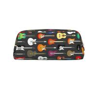 MDATT Trousse à crayons en cuir avec fermeture éclair pour stylos, crayons, marqueurs, doré, Taille unique, Trousse de maquillage