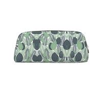 MDATT Trousse à crayons en cuir avec fermeture éclair pour stylos, crayons, marqueurs - Motif feuilles tropicales vertes, doré, Taille unique, Trousse de maquillage