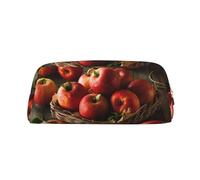 MDATT Trousse à crayons en cuir avec fermeture éclair pour stylos, crayons, marqueurs - Motif fruits rouges dans un panier, doré, Taille unique, Trousse de maquillage